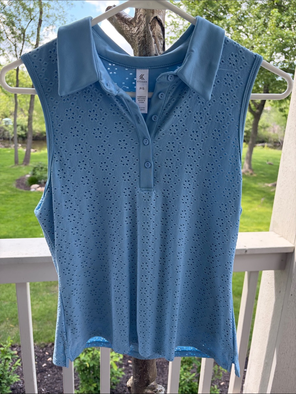 Kyodan Light Blue Eyelet Polo Tank